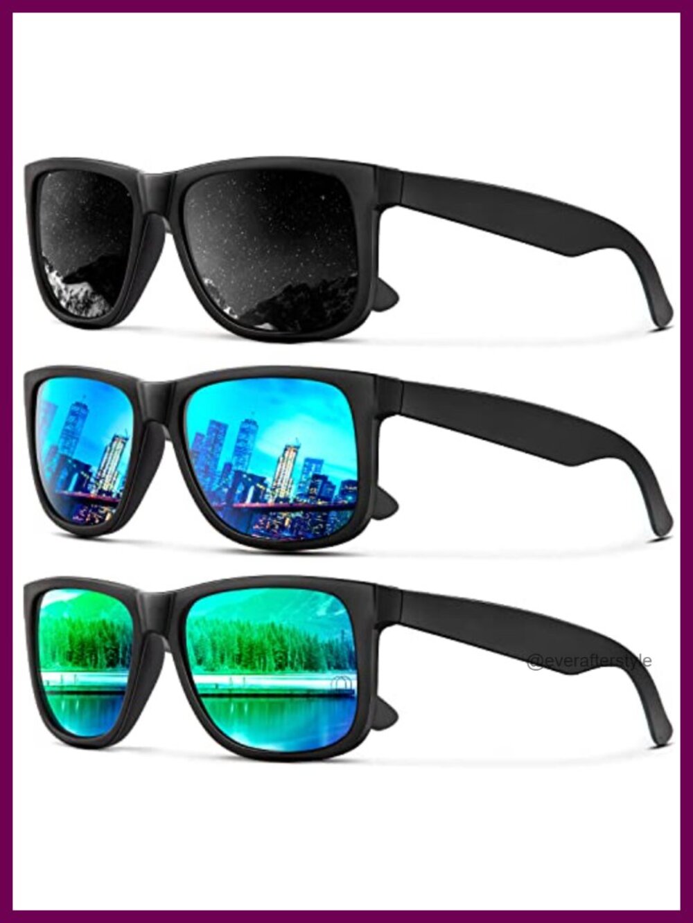 Polarized Rectangular Sunglasses UV Protection 3 Pack Gift Set